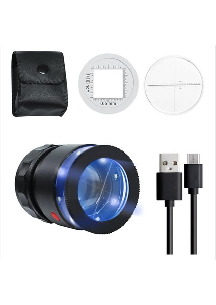 Loupe Büyüteç 10X LED Işık ve Ölçekli Camı Büyütülebilir Kuyumcular Ayarlanabilir Odak Uzunluğu Büyüteç (Yurt Dışından)