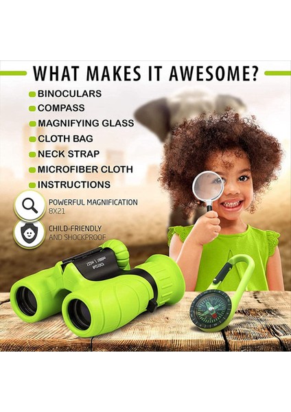 Çocuk Dürbünleri 8 x 21 Kompakt Teleskop Kuş Gözlemciliği Kamp Seyahat Oyun Oyunları Dürbünler Için Uygun Çocuk Oyuncak (Yurt Dışından)