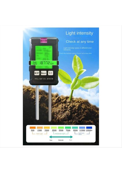 6 Arada 1 Toprak Ph Metre Test Cihazı Toprak Test Cihazı Ph Nem Sayacı Sıcaklık Güneş Işığı Yoğunluk Ölçümü Toprak Asıdik Testi (Yurt Dışından)