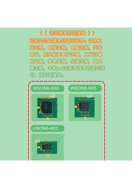 Wson8 Çip Probu Okuma ve Yazma Pimi Bölme Aralığı 1 27 Programcı Adaptörü Test Probu Çip Boyutu 8X6MM (Yurt Dışından) modelleri