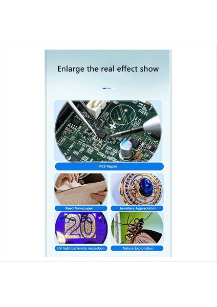 Yüksek Çözünürlüklü El Tipi Büyütme Cam Fotoğraflanabilir IPS Renk Ekranı Yerleşik LED Işıklar Akıllı Büyüteç (Yurt Dışından) fırsatları