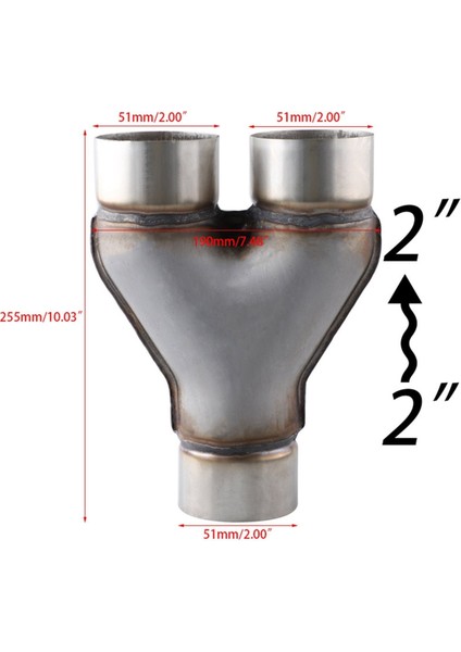 Çift Egzoz Ipuçları Araba Egzoz Y Borusu Çift Çıkışlı Susturucu Ucu 409 Paslanmaz Çelik 3 Yollu Boru Araba Kuyruk 51 63 76 mm A1 (Yurt Dışından) indirimleri