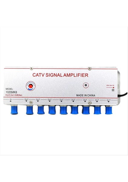 1020MK8 Catv Sinyal Amplifikatörü 1ın8 Out 20DB Kablo Tv Splitter Amplifikatör Dijital Tv Anten Sinyal Güçlendirici Ab Tak (Yurt Dışından)