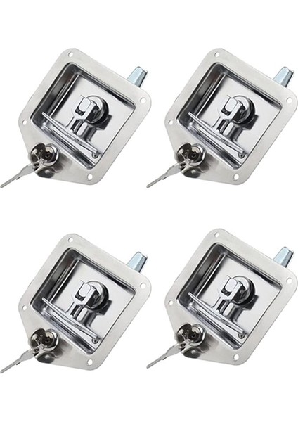 4 Pack Paslanmaz Çelik Araba Römork Kapı Mandal T-Serayı Kilitleme Römork Kapısı Mandal 8 Anahtarlı Raket Giriş Kapısı Kilidi (Yurt Dışından)