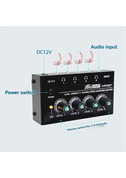 HA400+ Kulaklık Amplifikatörü 4 Kanal Mini Stereo Kulaklık Amplifikatörü Power Adaptörü ile Ultra Kompaks Ses Us Fişi (Yurt Dışından) fiyatları