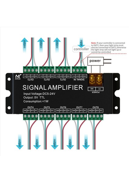 3x 8ch LED Şerit Sinyal Amplifikatörü WS2812 5 V Spı Ttl Sinyal Çıkışı WS2811 WS2815 SK6812 Piksel LED Işık DC5-24V (Yurt Dışından) fırsatları