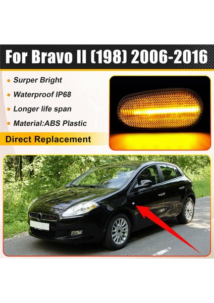 Fiat Bravo Iı Mk2 198 2006 - 2016 Dinamik LED Göstergesi Yan Işaretleyici Dönüş Işığı Sinyal Lambası Beyaz (Yurt Dışından) fırsatları