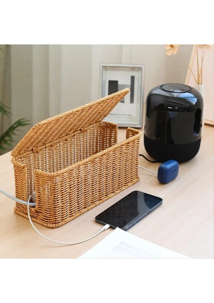 El Yapımı Kablo Yönetim Kutusu, Rattan Kablo Organizatörü, Açık Yuvalar Kordonlar Hider Kutusu, Masa Kablosu Organizatör (Yurt Dışından) fiyatları