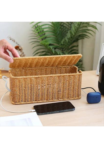 El Yapımı Kablo Yönetim Kutusu, Rattan Kablo Organizatörü, Açık Yuvalar Kordonlar Hider Kutusu, Masa Kablosu Organizatör (Yurt Dışından) modelleri