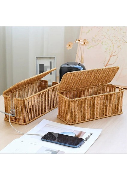 El Yapımı Kablo Yönetim Kutusu, Rattan Kablo Organizatörü, Açık Yuvalar Kordonlar Hider Kutusu, Masa Kablosu Organizatör (Yurt Dışından) fırsatları