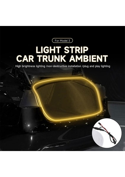 Tesla Model 3 Için Highland Bagaj LED Silikon Şerit Işık Esnek Kauçuk Lambalar Araba Iç Hafif Beyaz (Yurt Dışından) indirimleri