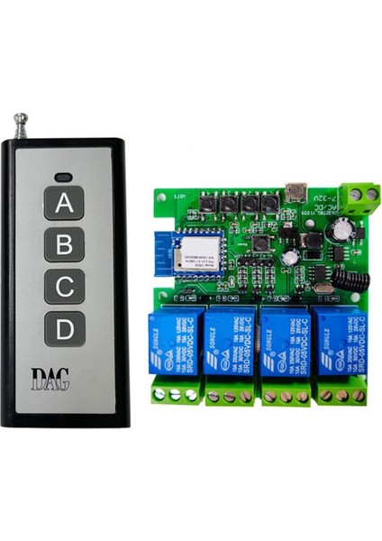 4ch Tuya Akıllı Anahtar Wifi Röle Modülü DC7-32V Motor Modülü + RF433 Garaj Kapısı Açacağı Için Uzaktan Kumanda (Yurt Dışından)