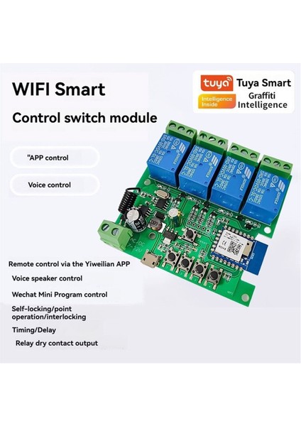 4ch Tuya Akıllı Anahtar Wifi Röle Modülü DC7-32V Motor Modülü + RF433 Garaj Kapısı Açacağı Için Uzaktan Kumanda (Yurt Dışından) fiyatları