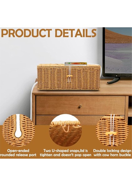 Kablo Yönetim Kutusu El Dokuma Kablo Kutusu Kablo Düzenleyici Kutuları Masa Kat Ofis Oturma Odası Için Kapaklı (Yurt Dışından) fiyatları