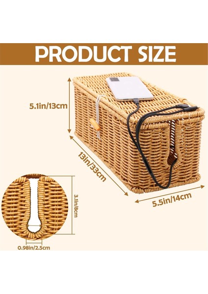 Kablo Yönetim Kutusu El Dokuma Kablo Kutusu Kablo Düzenleyici Kutuları Masa Kat Ofis Oturma Odası Için Kapaklı (Yurt Dışından) fırsatları