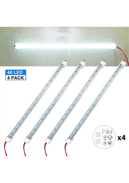 8x 12V Iç LED Işık Çubuğu 48 LED Şerit Işıklar Anahtarlı ve Mıknatıslı 6500K Beyaz Işık Abd Fişli Araba Van Rv Için (Yurt Dışından) modelleri