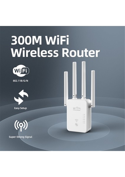 300M Ağ Tekrarlayıcı Wifi Sinyal Amplifikatör Güçlendirici Kablosuz Ağ Genişletici Dört Anten Ab Tak (Yurt Dışından) modelleri