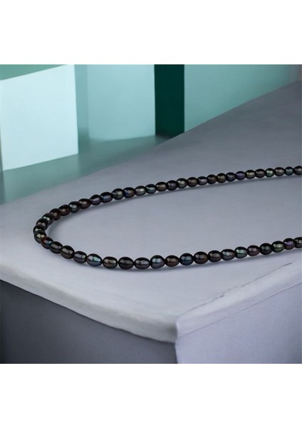 Gerçek Doğal Arpa Siyah Inci Kolye - Paslanmaz Çelik Aparat fiyatları