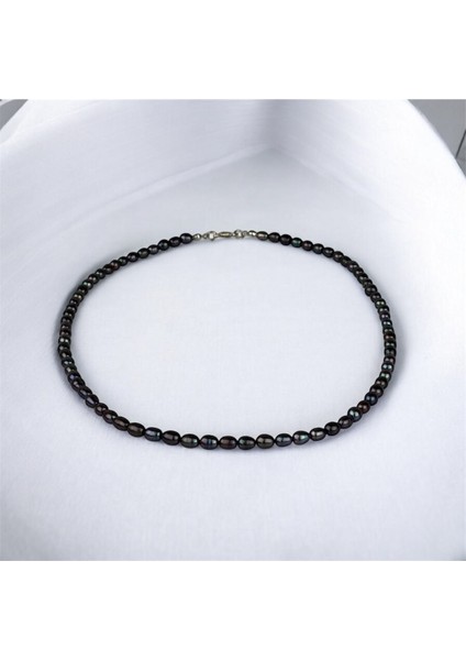 Gerçek Doğal Arpa Siyah Inci Kolye - Paslanmaz Çelik Aparat modelleri