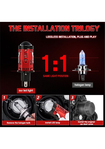 Bi LED H4 Projektör Lens Far 6000 K Mini Araba Motosiklet Ampulleri Su Geçirmez Yüksek Düşük Işın 10-32 V Tak ve Çalıştır (Yurt Dışından) fiyatları