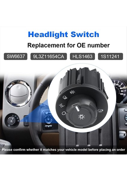 Far Denetleyicisi Sis Farklı Kontrol Anahtarı 9L3Z11654CA 9L3Z-11654 Ca Ford F150 F250 F350 F450 F550 Süper Görev (Yurt Dışından) modelleri