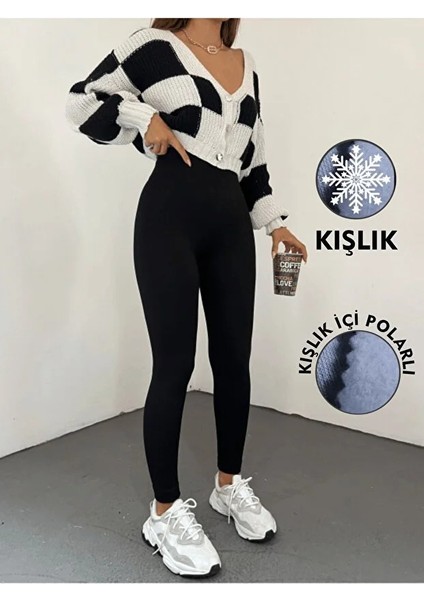 Kadın Siyah Kışlık Içi Polarlı Yüksek Bel Toparlayıcı Tayt Iç Göstermez modelleri