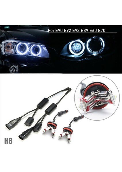 2 Takım Araba Halo Melek Gözü LED Işık H8 6W Beyaz Ampuller Bmw E90 E92 E93 E89 E60 E70 (Yurt Dışından) modelleri