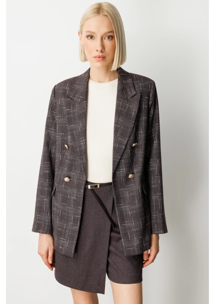 Ekoseli Kapak Cepli Ceket