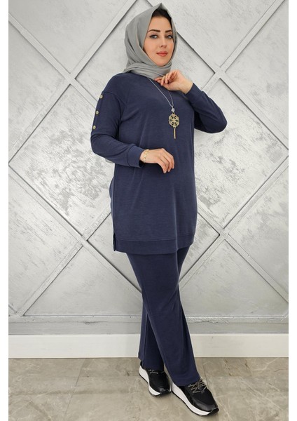 Kadın Kol Kısmı Çıt Çıt Detaylı Kolyeli Tesettür Takım