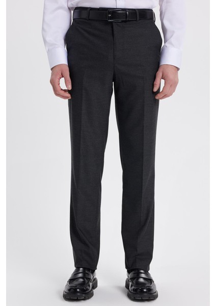 Erkek Slim Fit Sivri Yaka Çizgili Kapaklı Cepli Antrasit Takım Elbise modelleri