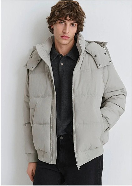 Kapüşonlu Gri Mont Mkapüşonlu Gri Ceket 0110553-86791-86791