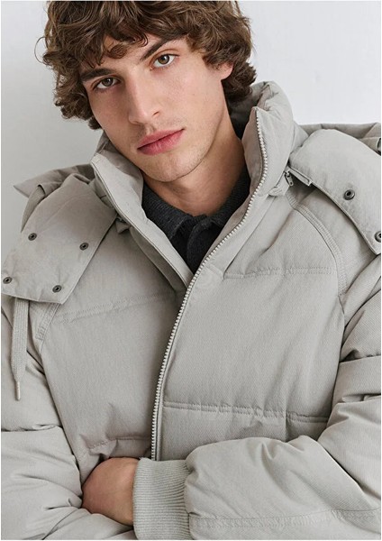 Kapüşonlu Gri Mont Mkapüşonlu Gri Ceket 0110553-86791-86791