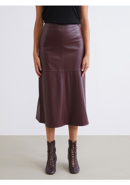 Beli Fermuarlı A Kesim Deri Görünümlü Etek fiyatları
