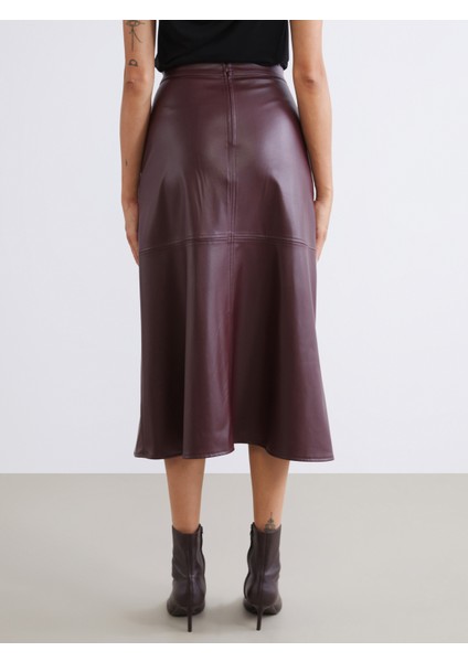 Beli Fermuarlı A Kesim Deri Görünümlü Etek fırsatları
