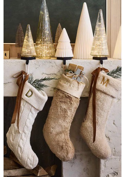 Ribbed Clear Glass Christmas Trees Set 3 Modern Cam Ağaçlar fiyatları