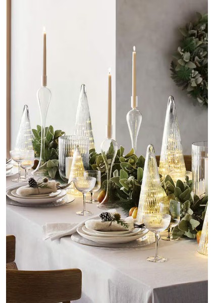 Ribbed Clear Glass Christmas Trees Set 3 Modern Cam Ağaçlar modelleri