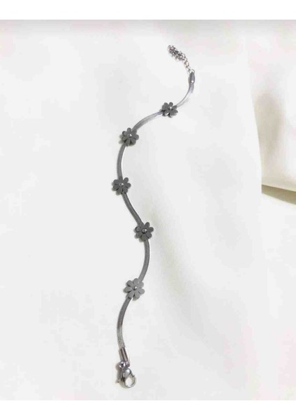 Silver Italyan Zincir Çiçekli Çelik Bileklik fiyatları