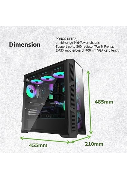 Ponos Ultra Beyaz Ms4 E-Atx Orta Kule Pc Kasası, Açılan Temperli Cam Yan Panel, Ön Kurulum 4 Argb Fan, Mesh Ön Panel, Beyaz (0R20B00228) fiyatları