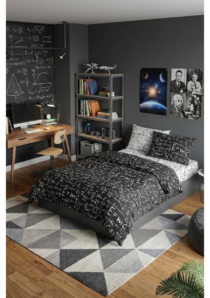 Çarşafı Lastikli Tek Kişilik Nevresim Takımı Fizik Formüllü