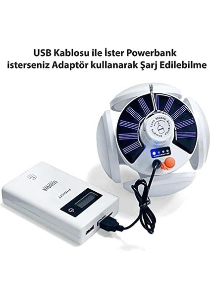 Solar Güneş Enerji ve USB Sarjlı 5 Kanatlı Bahçe Aydınlatma LED Askılı Pratik Kamp Lamba indirimleri