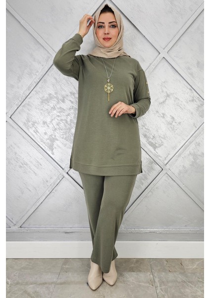 Kadın Kol Kısmı Çıt Çıt Detaylı Kolyeli Tesettür Takım fiyatları