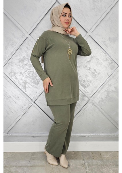 Kadın Kol Kısmı Çıt Çıt Detaylı Kolyeli Tesettür Takım modelleri