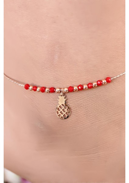 Kırmızı Renk Miyuki Taşlı Ananas Figürlü Metal Hal Hal fiyatları