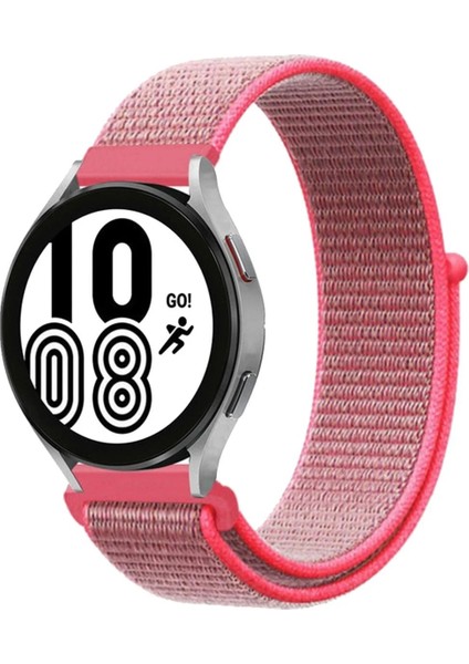 CPT83 Samsung Galaxy Watch 4 Hasırlı Cırtcırtlı Kordon - Pembe