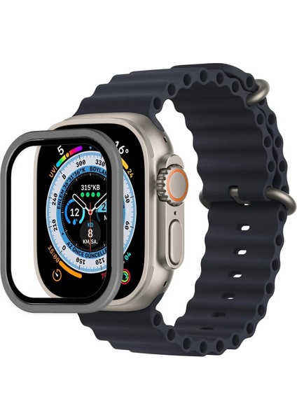 CPT83 Apple Watch Ultra 49MM Alüminyum Kasa Cam Ekran Koruyucu - Gri