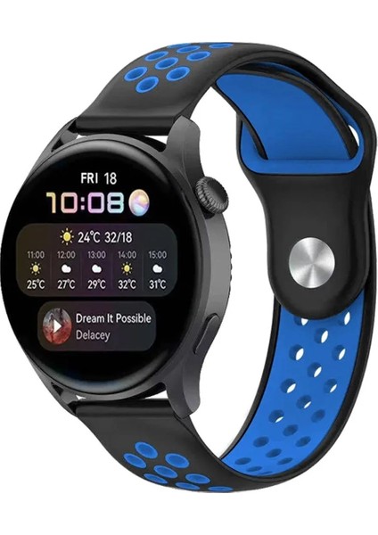 CPT83 Watch 20MM Spor Delikli Kordon - Siyah-Mavi