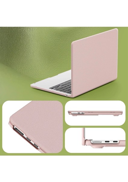 CPT83 Macbook Pro 14 2021 Macbook Deri Kapak - Pembe modelleri