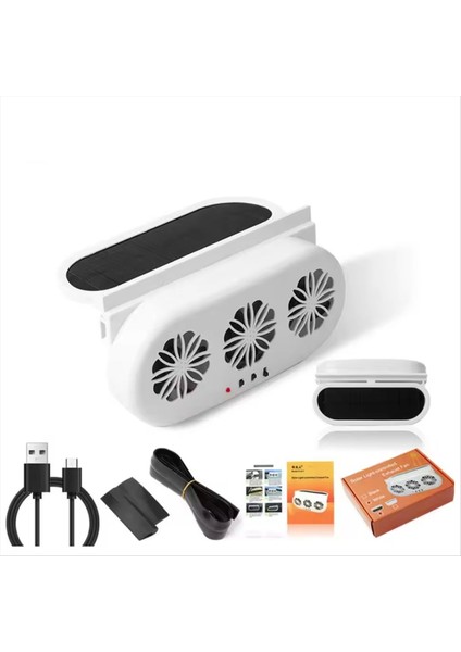 Araba Penceresi Egzoz Fanı Hava Sirkülasyonu Soğutucu Radyatör Fan Güneş Enerjili Araba Fanı Enerji Tasarrufu Beyaz (Yurt Dışından)