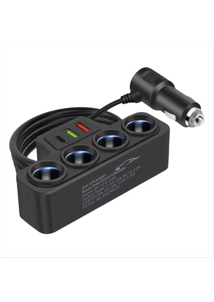 4 Cep Araç Çakası Çakan Sıçrama 12V-24V Telefon Güç Adaptörü 120W Qc3 0+Pd3 1A Araba Çakır Soket Fişi (Yurt Dışından)