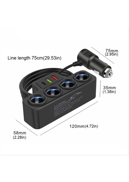 4 Cep Araç Çakası Çakan Sıçrama 12V-24V Telefon Güç Adaptörü 120W Qc3 0+Pd3 1A Araba Çakır Soket Fişi (Yurt Dışından) modelleri